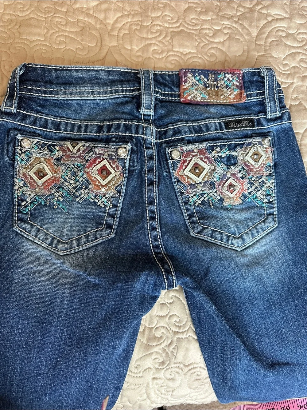 Miss Me Girls 12  Dark Wash Bootcut Jeans with Knee Whiskering